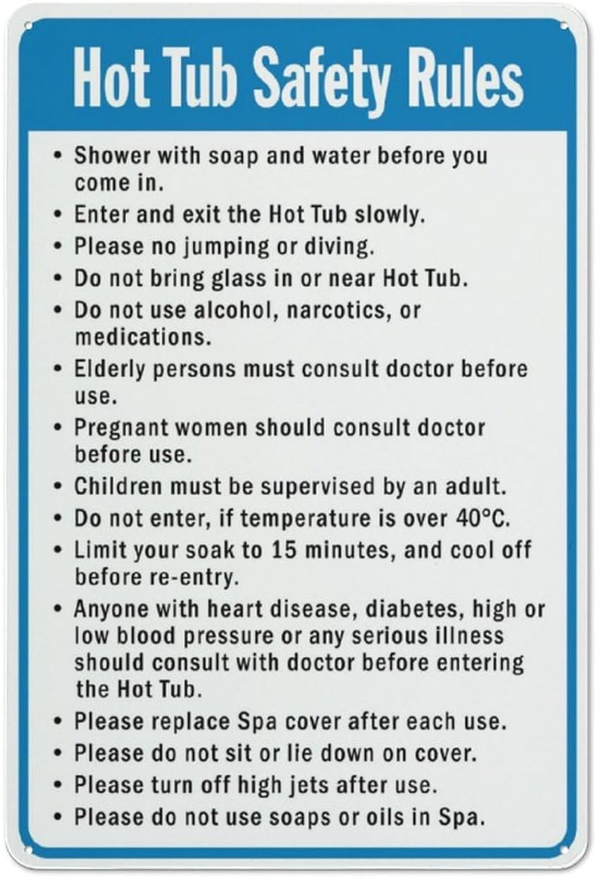 Spa Rules Rust Free Aluminum Sign - UV Ink Printed Decor with Pre-Drilled Holes for House, Business Spa Area - 12x16 Inch​