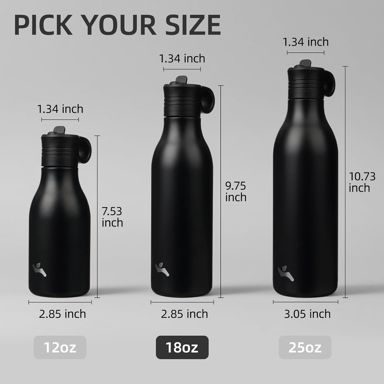 18oz Stainless Steel Water Bottle with Straw, Insulated Metal Travel Water Bottle, Reusable and Leak Proof, BPA Free, Double Wall Design, Black - Image 5