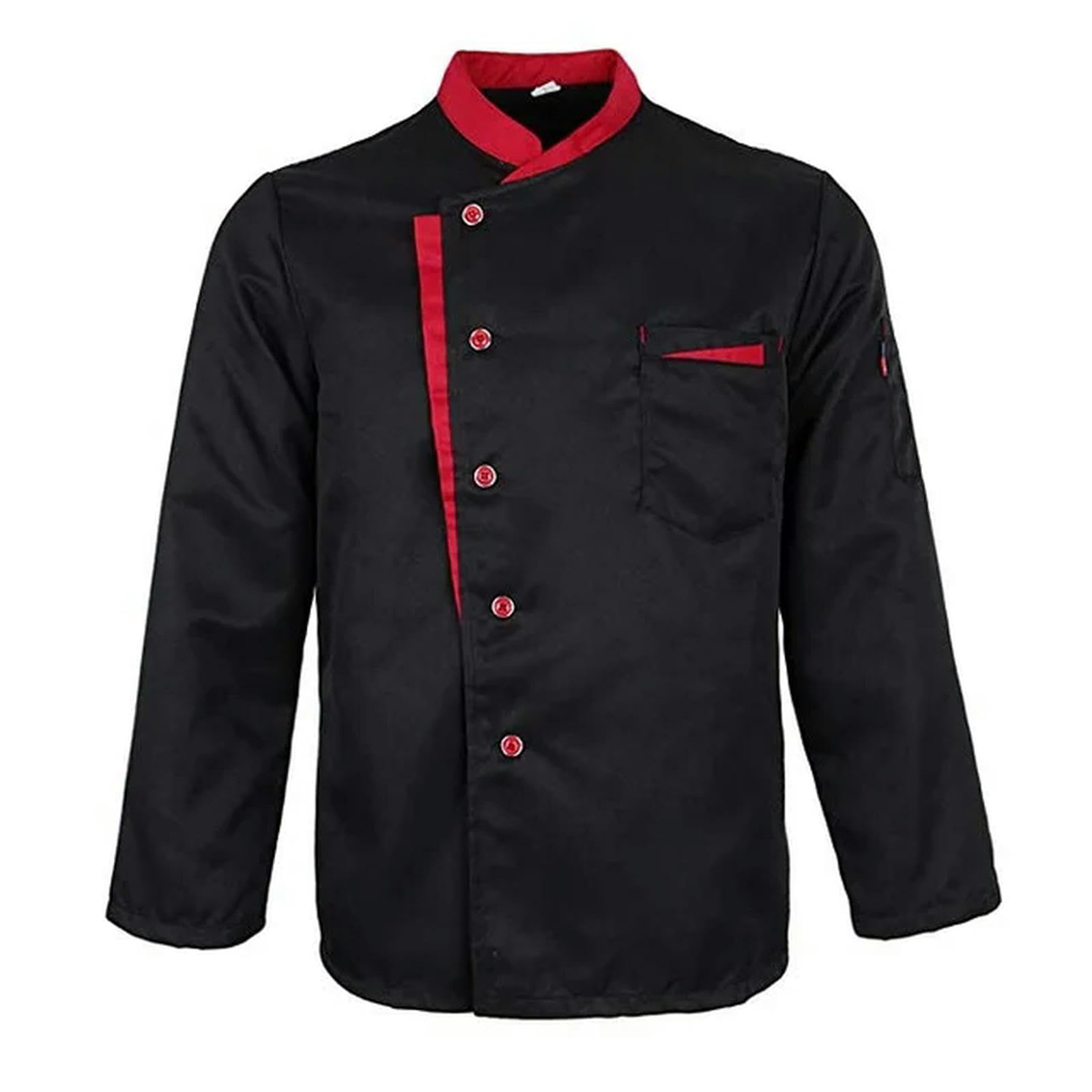 Unisex Restaurant Kitchen Chef Uniform Shirt Short/Long Sleeves Chef Jacket Works Clothes-Long Sleeve-S