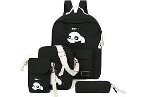 4Pcs Cute Panda Backpack: Lightweight, Colorful, Fun Companion for E-youth
