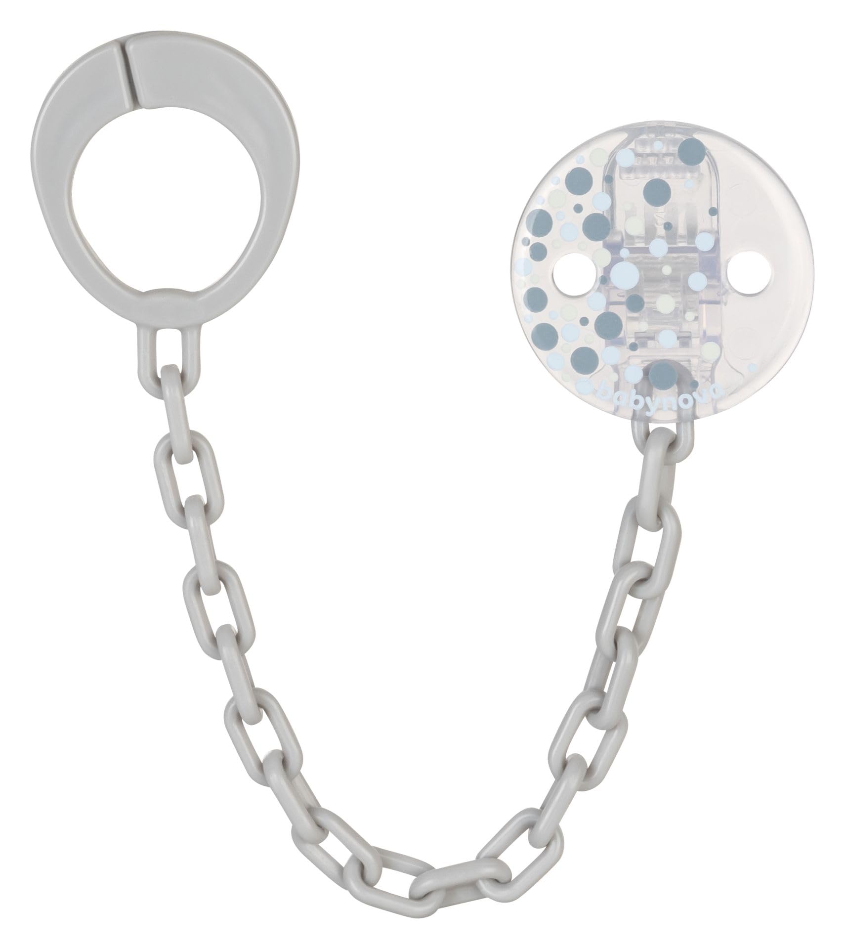 babynova Dummy Chain with Clip and Adapter Ring, Soother Holder for Baby, Fits Any Soother, Stroller Acessory
