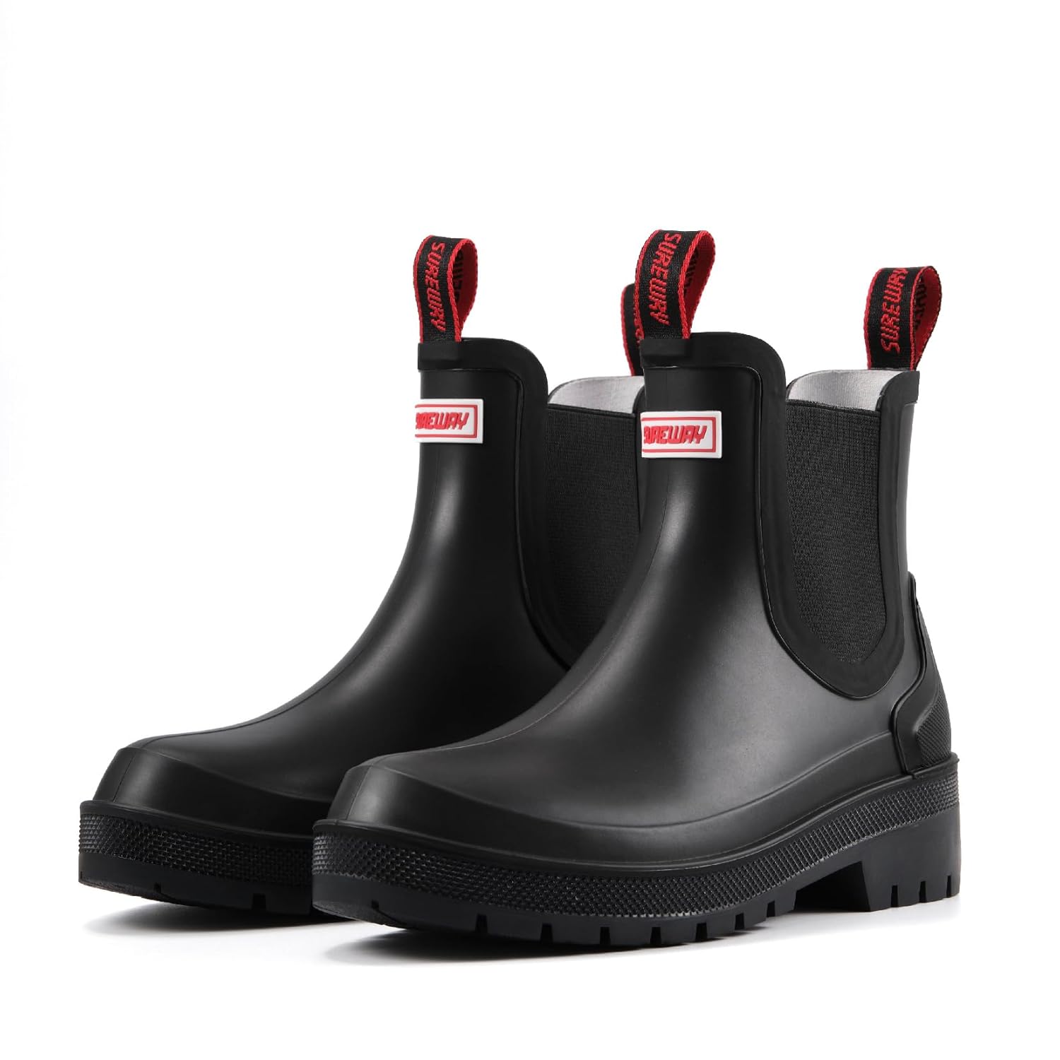 SUREWAY Womens Short Ankle Rain Boots Waterproof Rubber Garden Shoes Slip Resistant Chelsea Rain Boots For Ladies