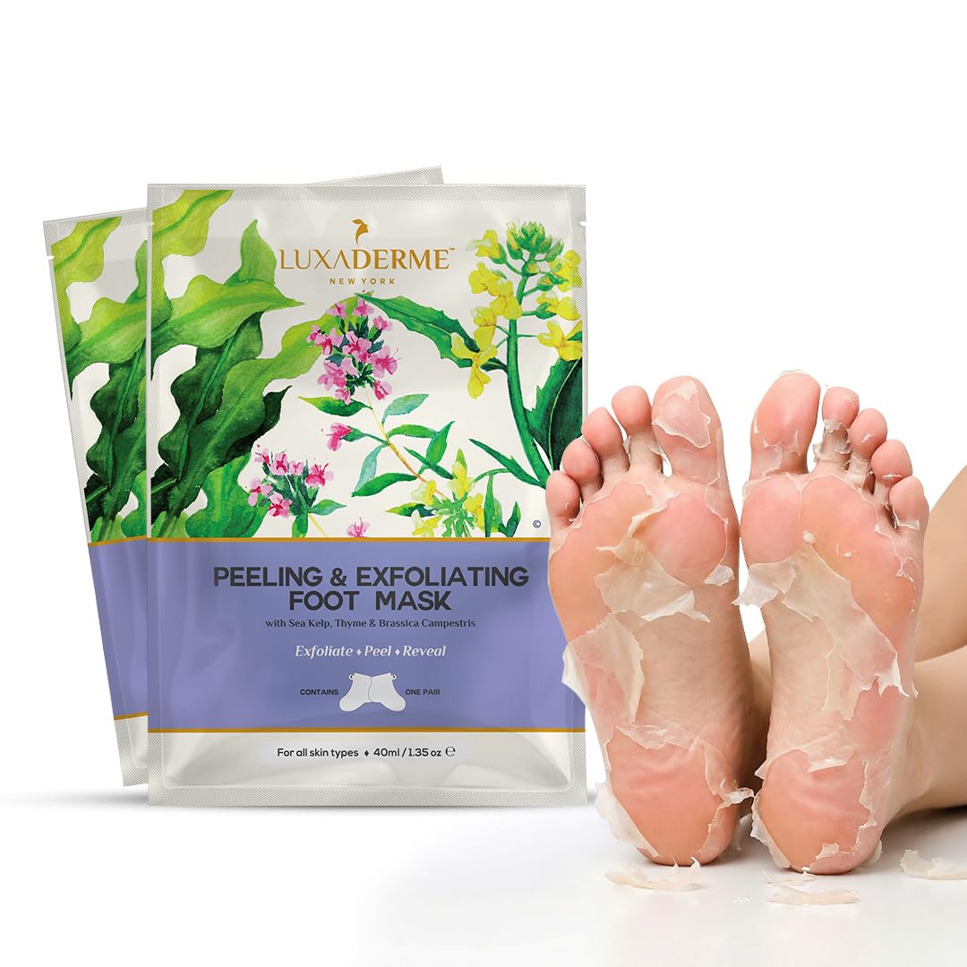 LuxaDerme Peeling & Exfoliating Foot Mask for Baby Soft Feet | Removes Dry Skin & Hard Calluses | Hydrates Dry Feet (Pack of 2)