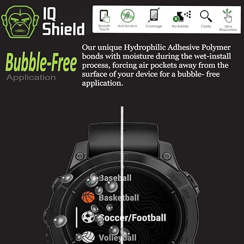 Miniatura 5 de IQShield Protector de pantalla compatible con Garmin Epix Pro de 1.850 in (paquete de 6) Película de TPU transparente antiburbujas