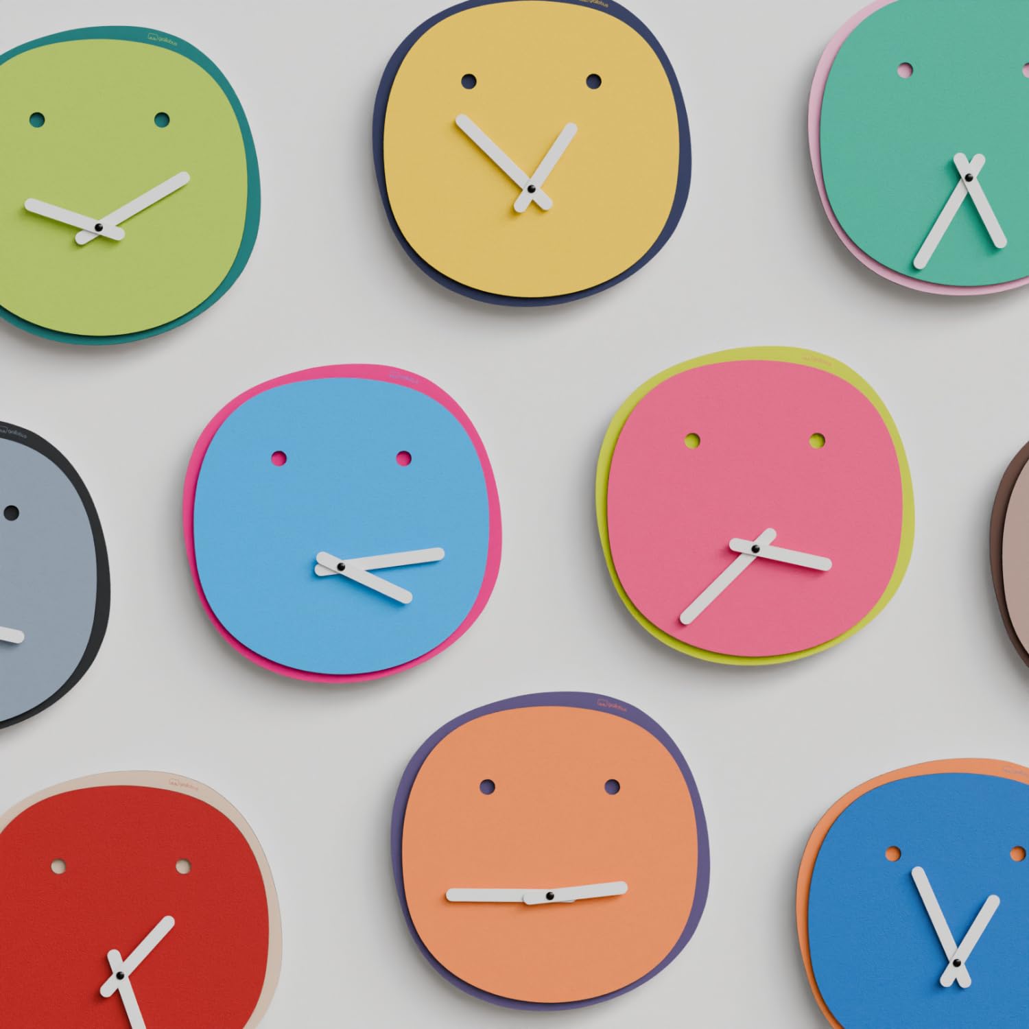 Giallobus - Orologio Bilay - Moody - Legno Mdf - Premium 45x45cm - 03 - Pinky - Artigianale Made in Italy - Silenzioso - Idea regalo - Moderni doppio livello