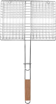 Fdit BBQ Grill Basket, Stainless Steel Folding Grilling Baskets with Handle Multipurpose Fish Grill Basket for Outdoor Camping BBQ
