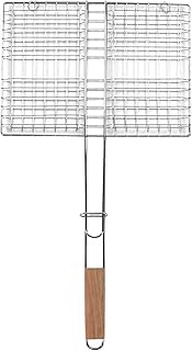 cyrank BBQ Grilling Basket,Foldable Stainless Steel Barbecue Grill Basket for Fish Vegetables,Fish Grilling Rack for Grill,Folding Grilling Baskets for Fish, Meat, Steak, Shrimp, Vegetable