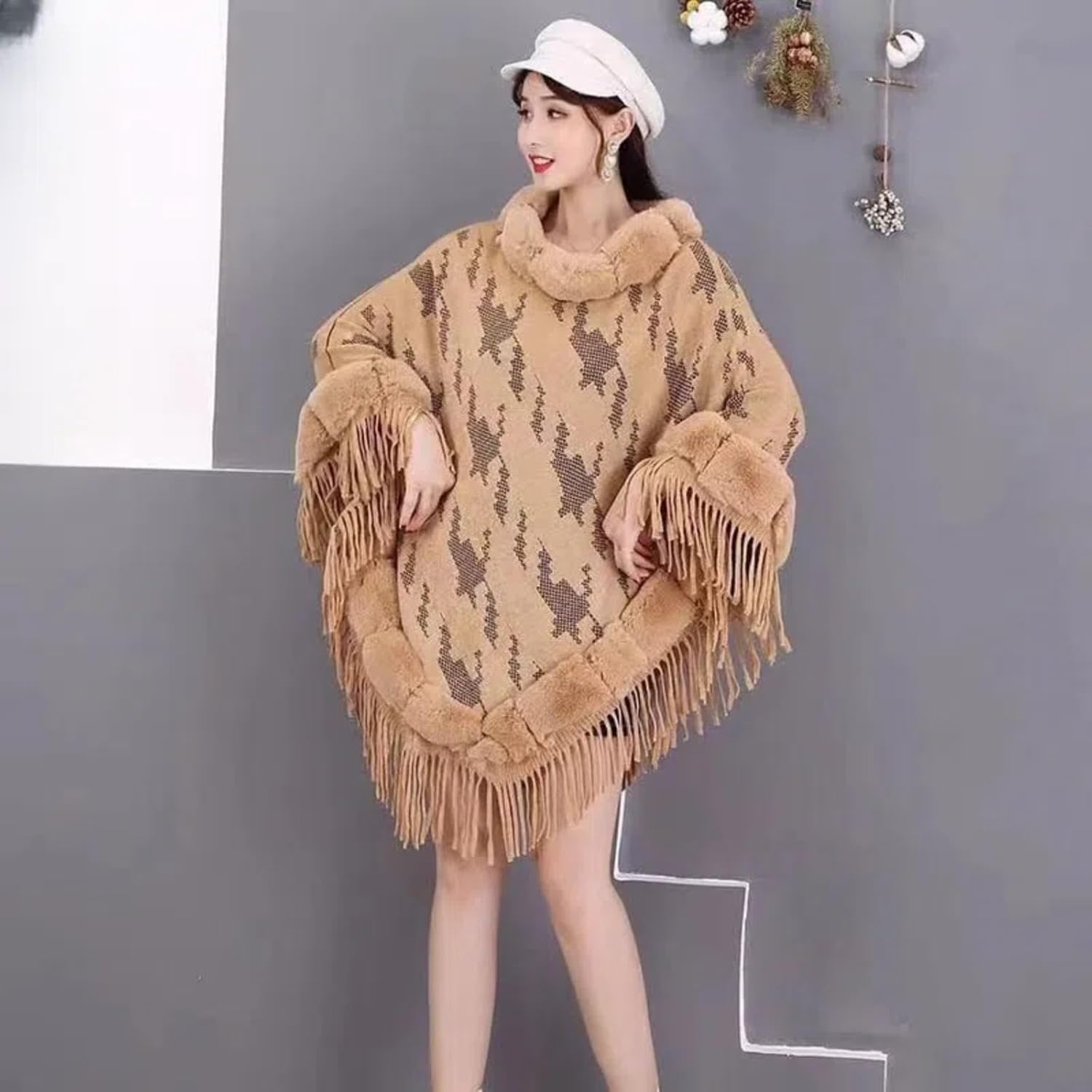 Autumn/Winter Shawl Cape Knitted Pullover Sweater Cape Coat