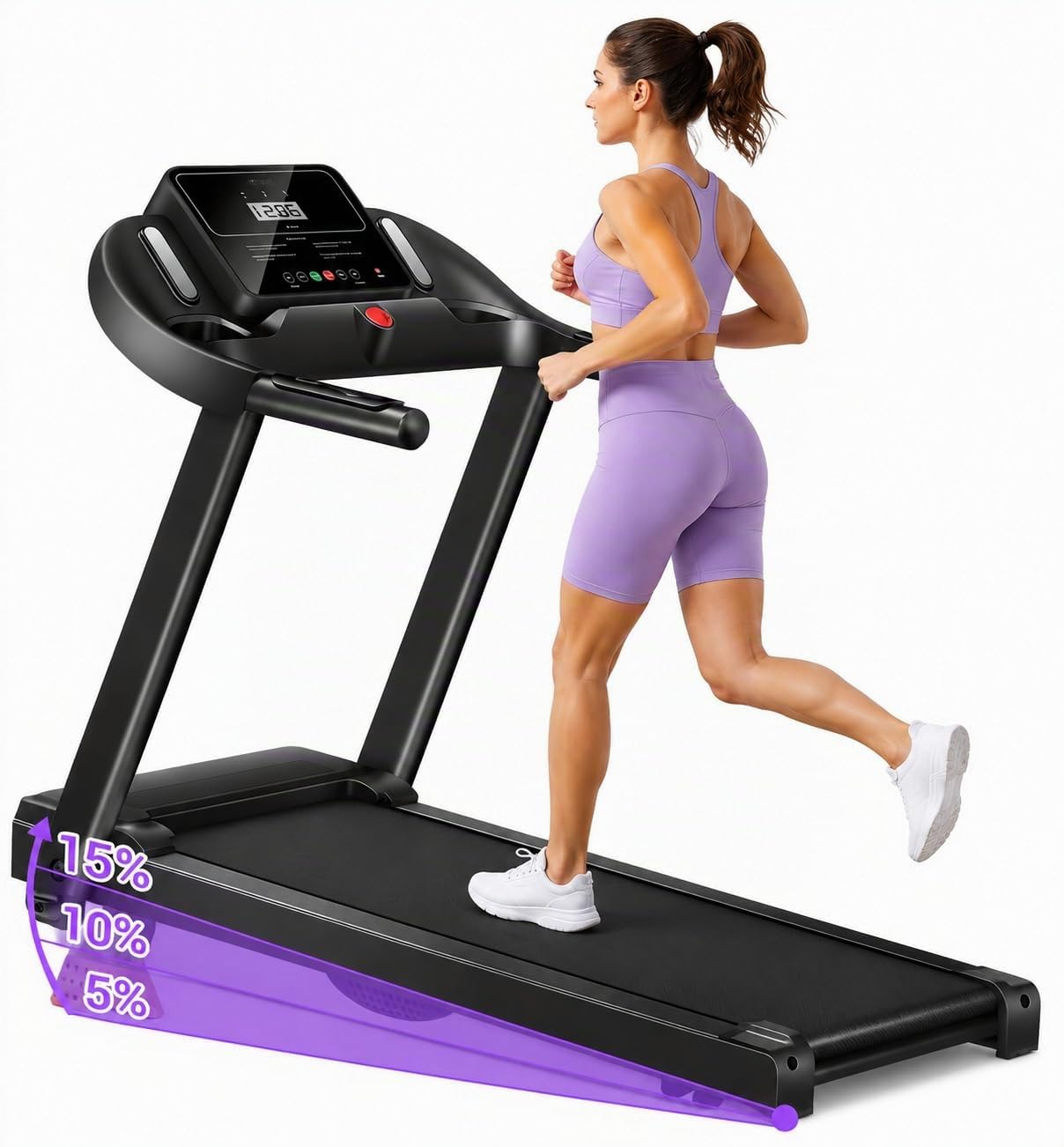 Xyphoril Cinta de Correr Plegable con Inclinación Manual 15%, Motor Brushless 3.0HP, Velocidad 14KM/H, Superficie de Carrera 102×39CM, 12 Programas, Sensor de Pulso, Capacidad 140KG