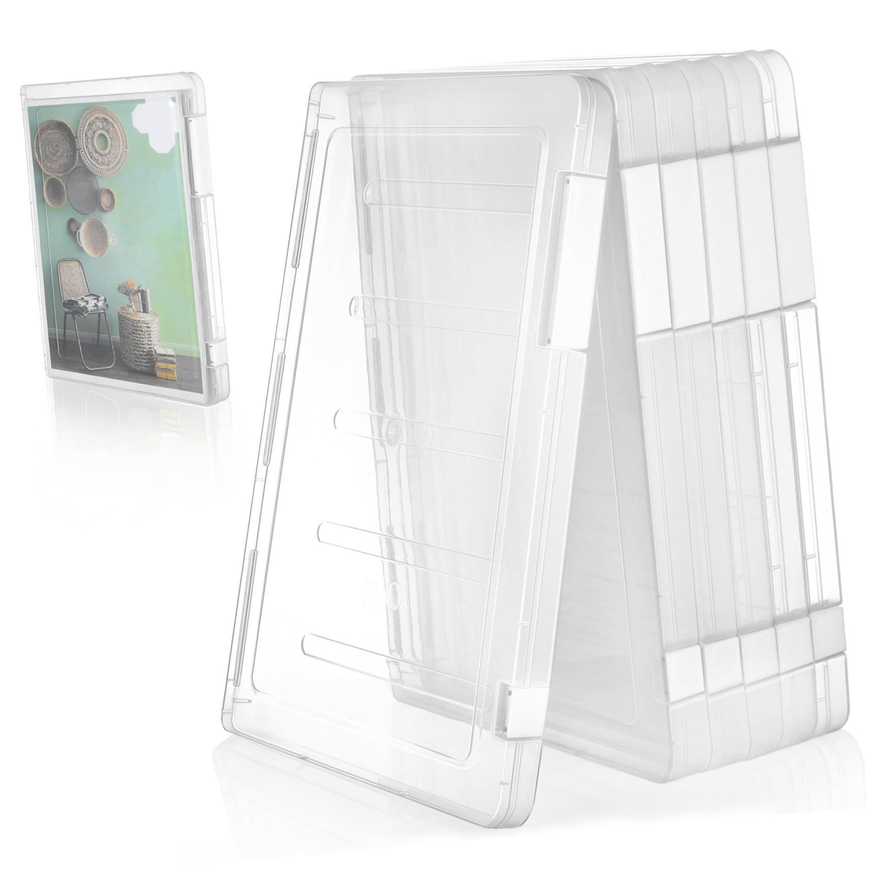 TEHAUX 6 Pezzi Scatola Porta Documenti in Plastica Trasparente A4 per Ufficio e Casa, Organizer File Bianco con Coperchio per Organizzazione Ordinata e Facile Accesso