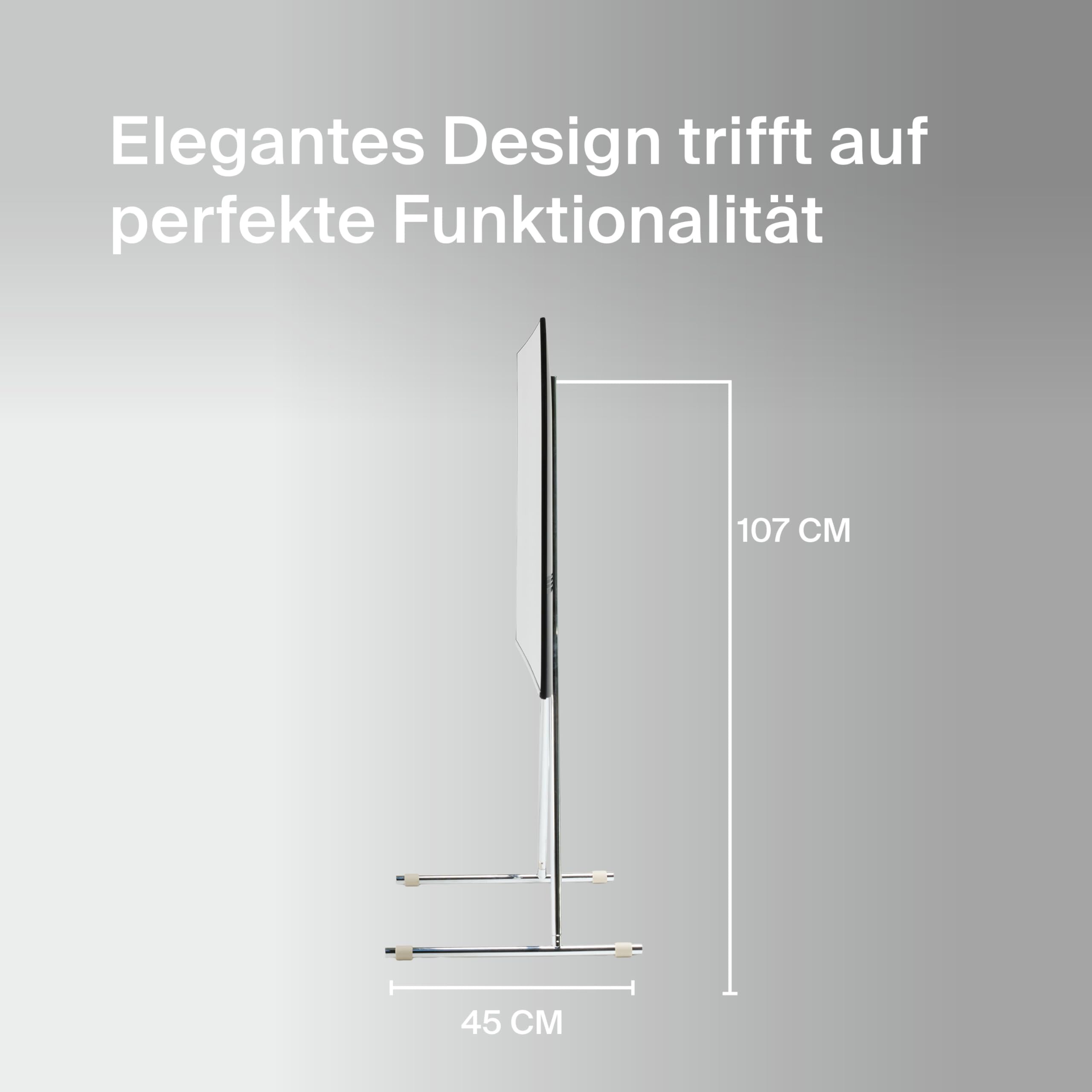 Pedestal Viva Chrome - Fernsehständer ohne Rollen in Modernem Design für Fernseher von 32 bis 70 Zoll, Stilvoller und Kompakter TV Standfuss aus Stahl, 2 Jahre Garantie (Chrom)