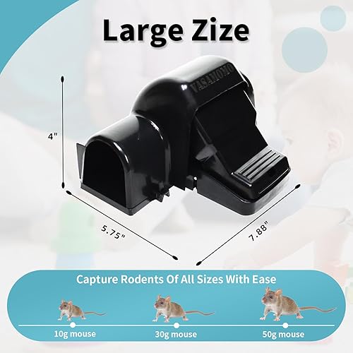 Miniatura 5 de Trampa grande para ratas, trampas de túnel de entrada dual humanitarias para ratas, ratones y ardillas, trampa de mordida instantánea para roedores