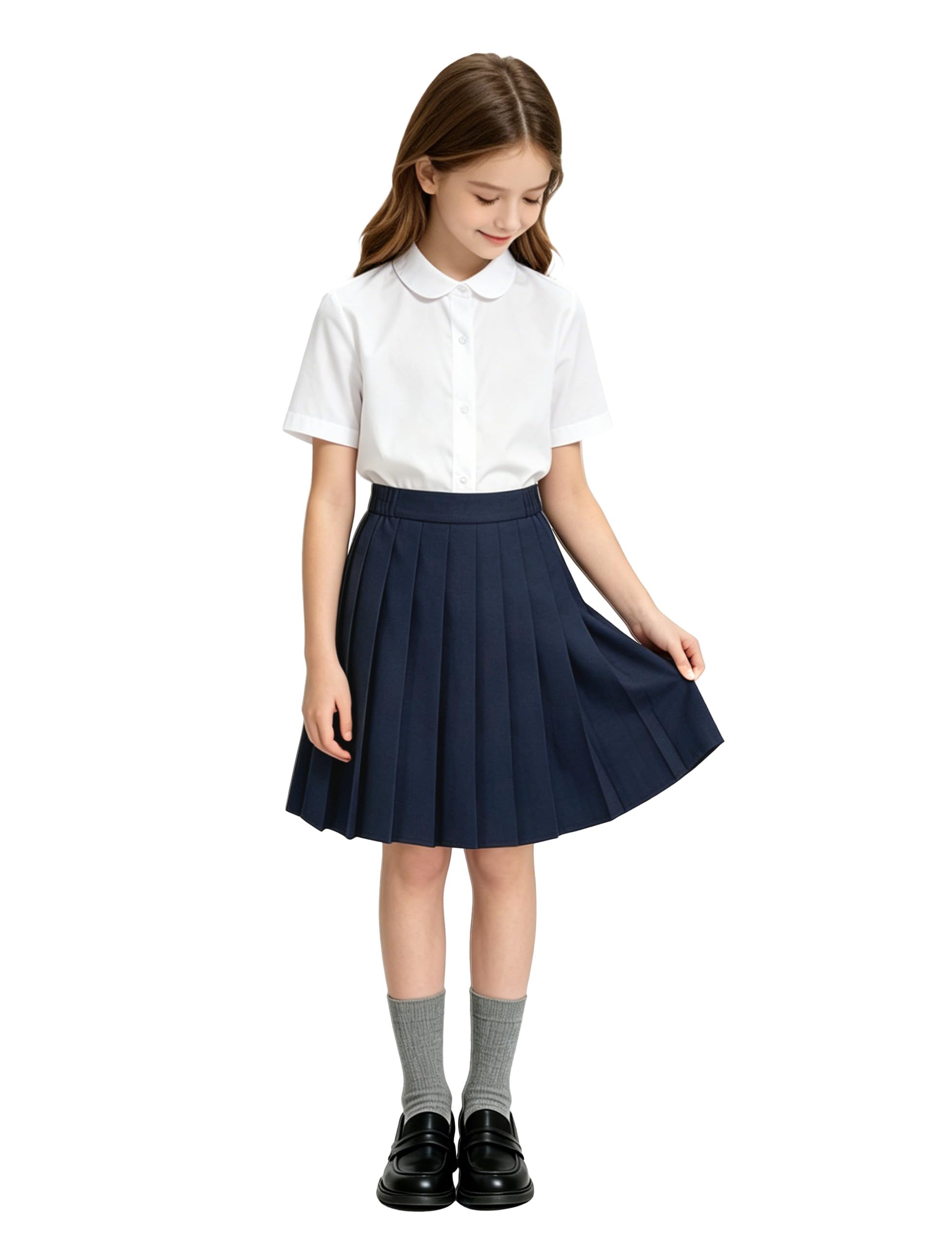 LOLANTA Plissierter Schulrock für Mädchen, A-Linie, knielang, Uniformrock mit elastischer Taille, 8–13 Jahre