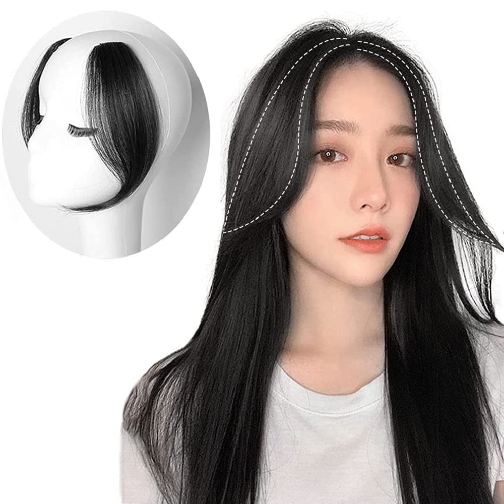 Amazon.co.jp: Aisiqueens前髪ウィッグ 黒 人毛 2ピース/セット バング 