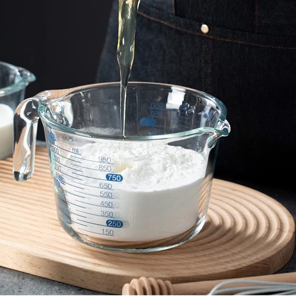Tasses à mesurer en verre à haute teneur en borosilicate Outils de cuisson Tasses Tasses à mesurer résistantes aux hautes températures avec tasses à lait graduées Durable (taille : 250 ml) (1000 ml)