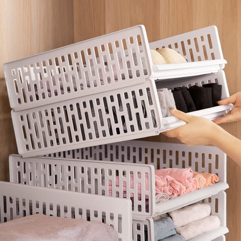 Questo cestello portaoggetti impilabile per Armadio con cassetti Estraibili a Strati è Adatto per Vestiti, Calze, Asciugamani da Bagno, Organizer Fai da Te per Camera da Letto (Pannello Bass