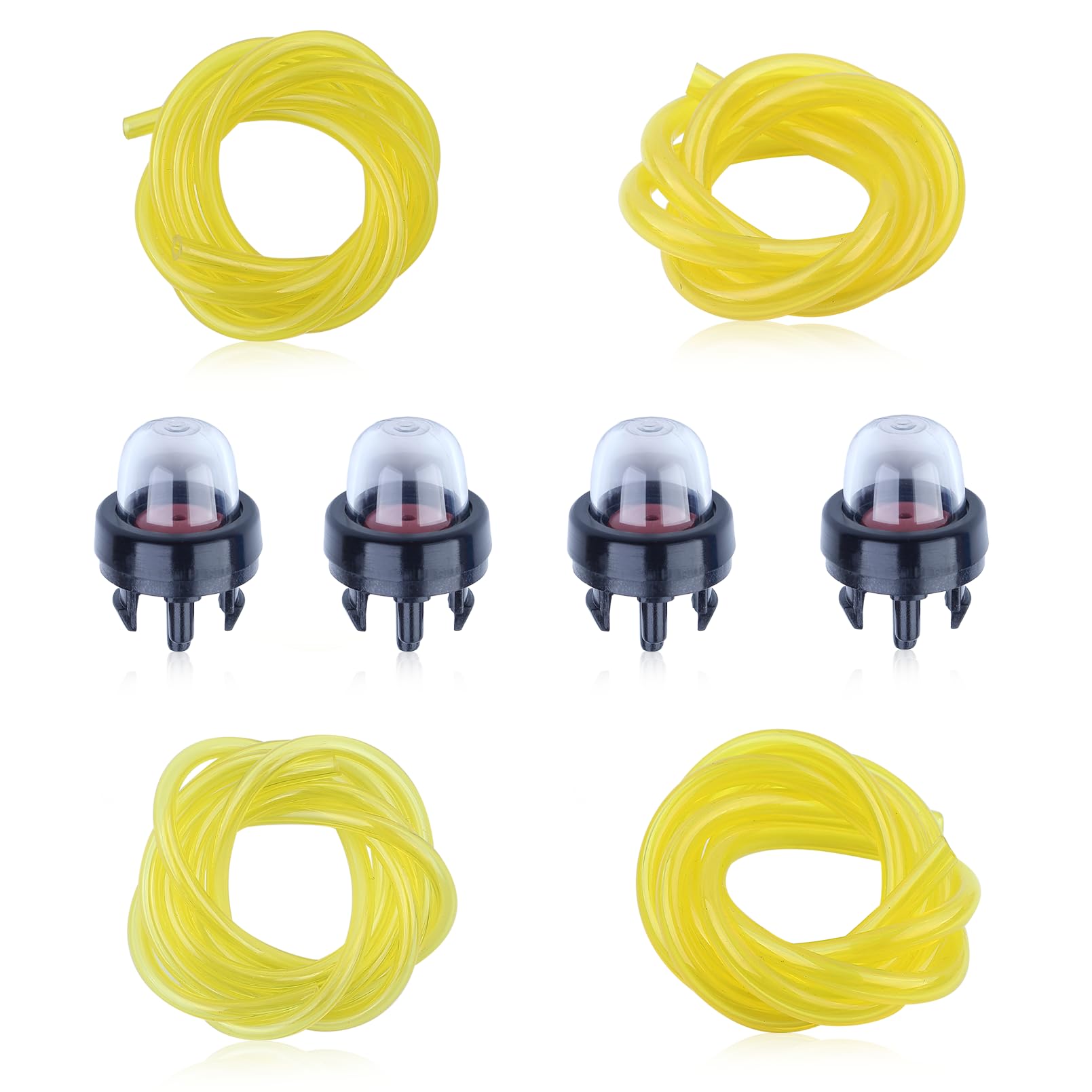 Atunee 4 Sizes Long Fuel Line Hose Tube + 4 Pack Primer Bulb for Husqvarna Trimmer Weedeater 123L 225 232L 227L 240L 322L 323 325 326 Chainsaw String Trimmer Blower