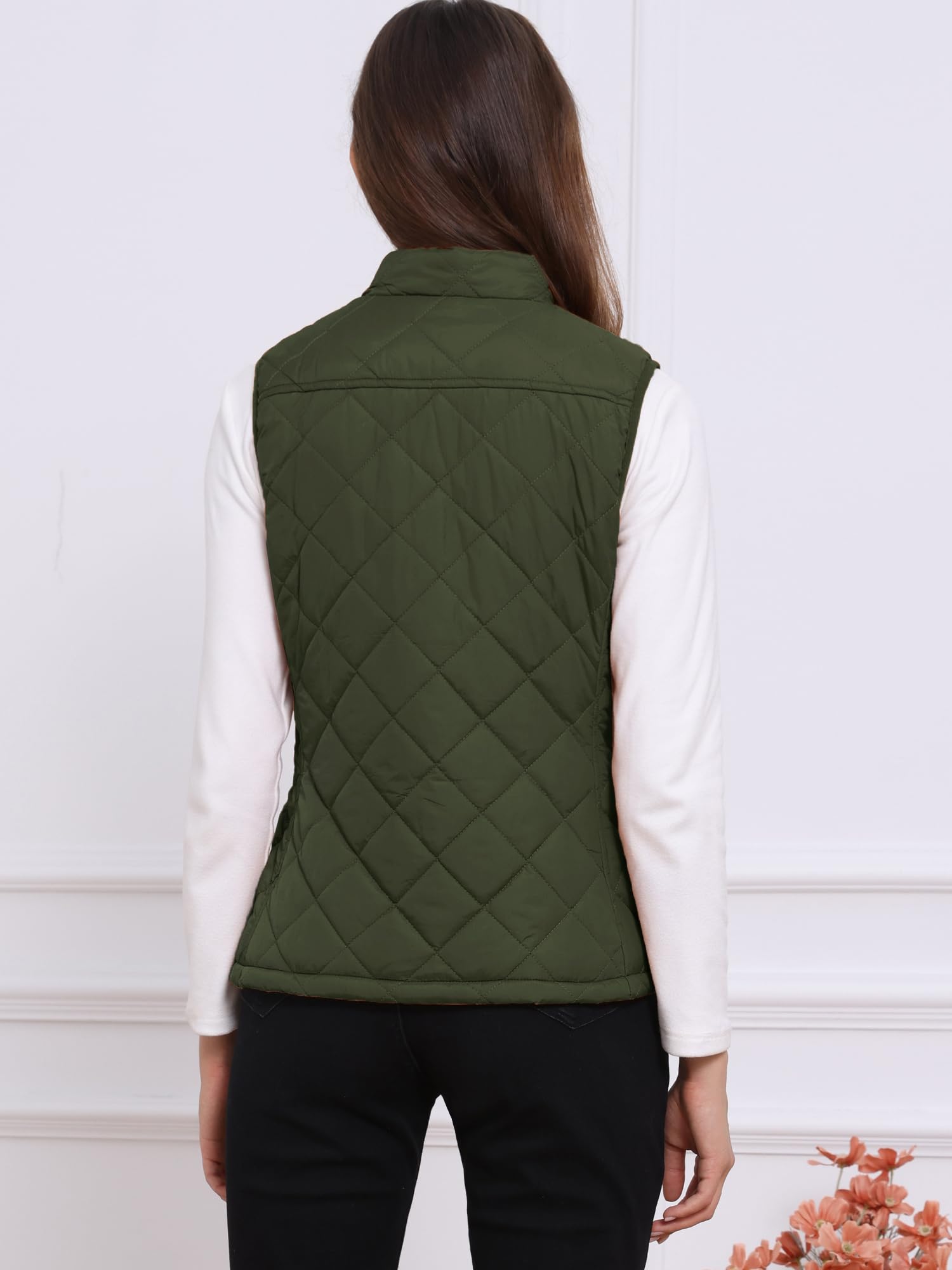 Allegra K Gilet Quilted Zip Vest Chaleco acolchado Mujer