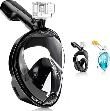 Snorkel Mask, Full Face 180 view Snorkeling Gear with Panoramic Design-Compatible Sports Camera, Diving Mask with Anti-fog and Anti-leak Technology for Adults and Kids