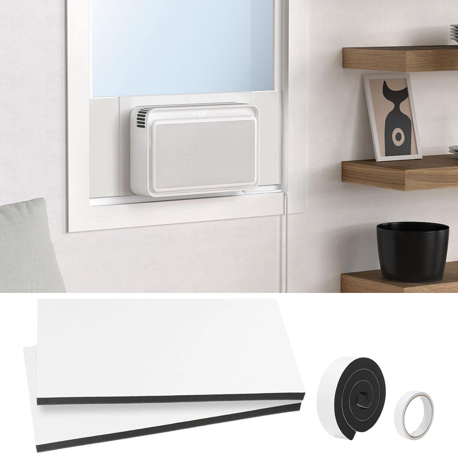 Kit de Sellado para Ventana con Aire Acondicionado,2 Piezas Universales De Alta Densidad | Paneles Laterales Espuma Aislante AC - Oficina, Dormitorio, Hogar, Apartamento, Previene Fugas De Aire