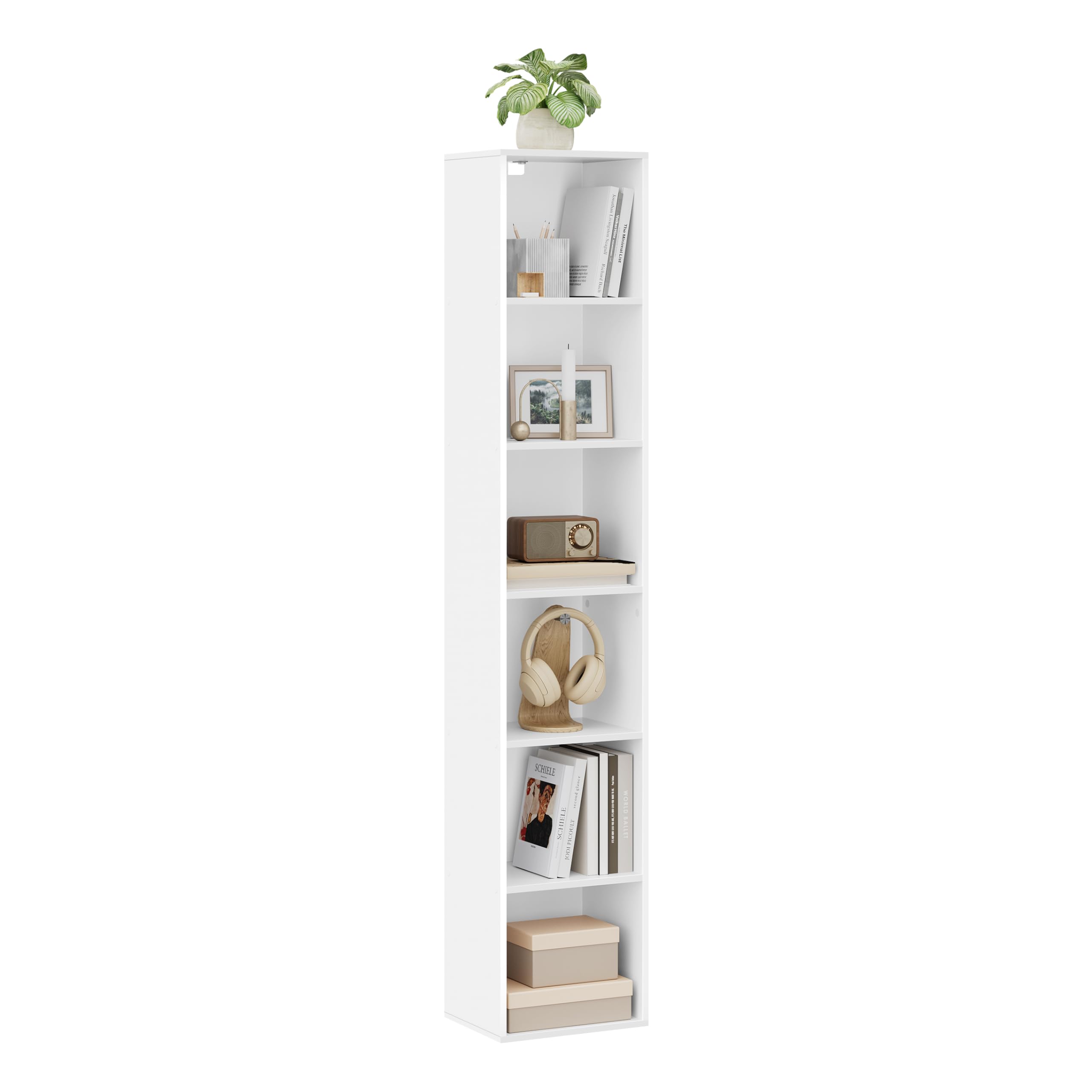 WOLTU Bookcase, White Book Shelf 6 Storage Cubes Unit, Tall Freestanding Bookcases for Living Room,Bedroom