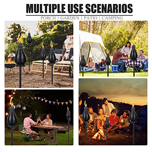 Tewei 6 Pack Metal Citronella Torches Outdoor, 60 Inch Garden Torches For Outside, Upgraded Wrought Iron Torches For Yard, Black Tabletop Torch Decorative Light For Backyard Pathway Patio Party #TOP2