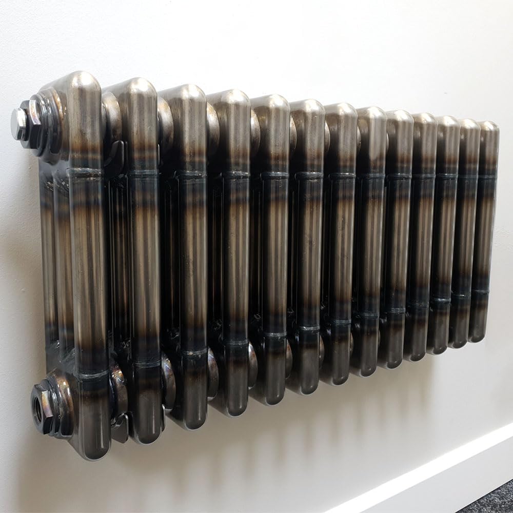 Lux Heat Bare Metal Lacquer Horizontal 3 Column Traditional Radiator 300mm (H) x 605mm (W)