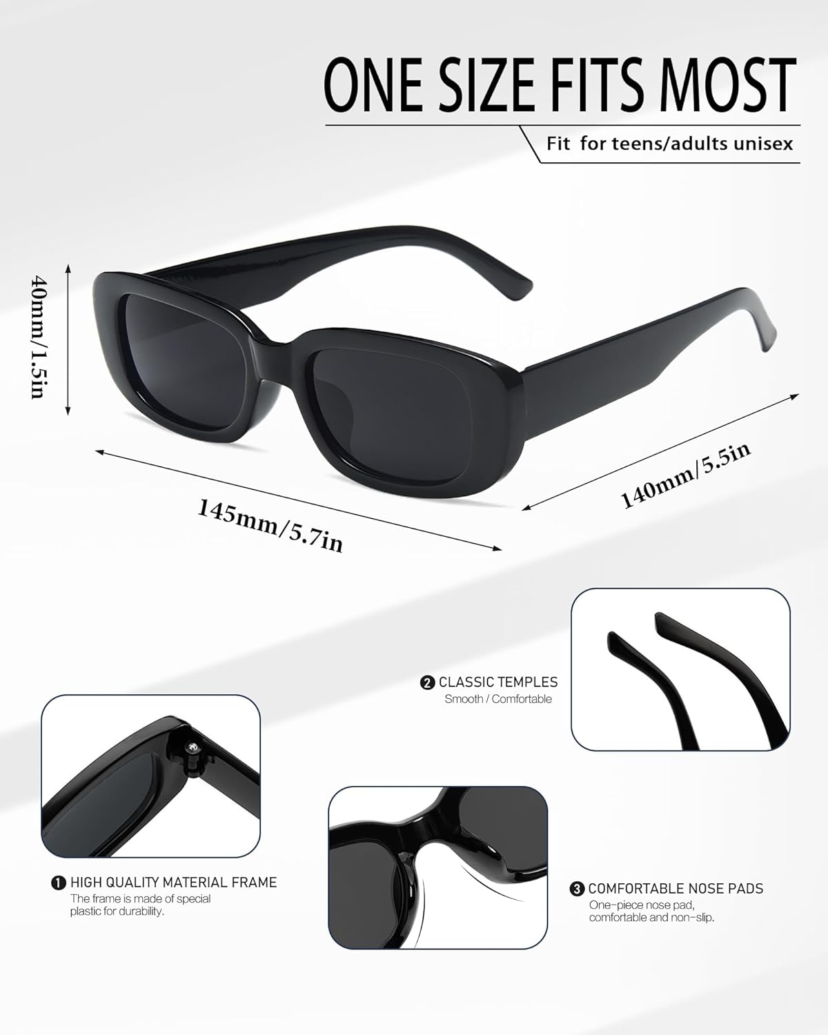 Wholesale 100 Pairs Retro Rectangle Sunglasses Bulk for Women Men Wedding Party Favors for Guests Bachelorette Glasses