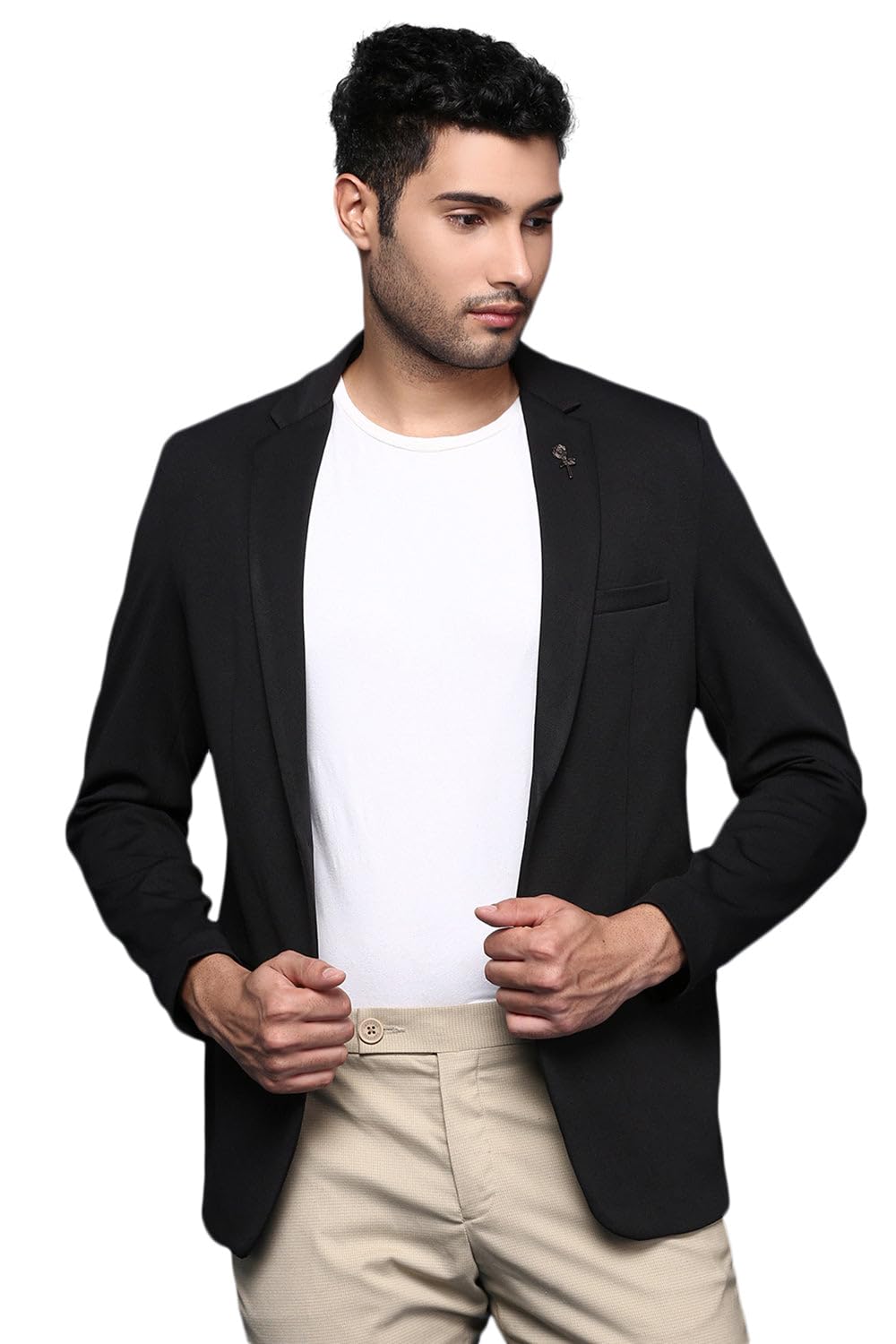 showoffff Men Solid Single Breasted Casual Blazer | Notched Lapel Full Sleeves Cotton Blazer for Mens | Slim Fit Regular Length Blazer for Men's-picture-13