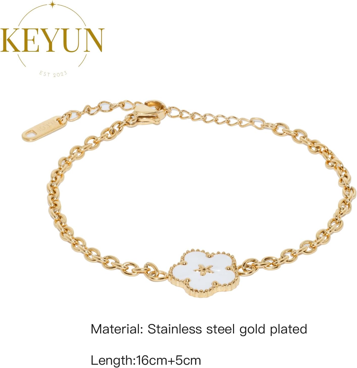 Gold Bracelets for Women 18K Gold Plated Clover Bracelet Fashion Jewelry for Women Trendy Link Bracelet - Image 5