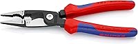 Vista 3 de Knipex Tools 13 82 8, Alicates de instalación eléctrica 6 en 1 con mango de agarre cómodo, Rojo y Azul