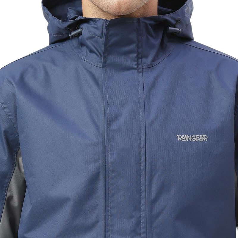 Image of Zeel Raingear Stylish Rain Jacket for Men Waterproof for Bike Riders with Adjustable Hood along with inner pockets,Waterproof Rainwear with Lightweight Polyester Jacket, ZRR003