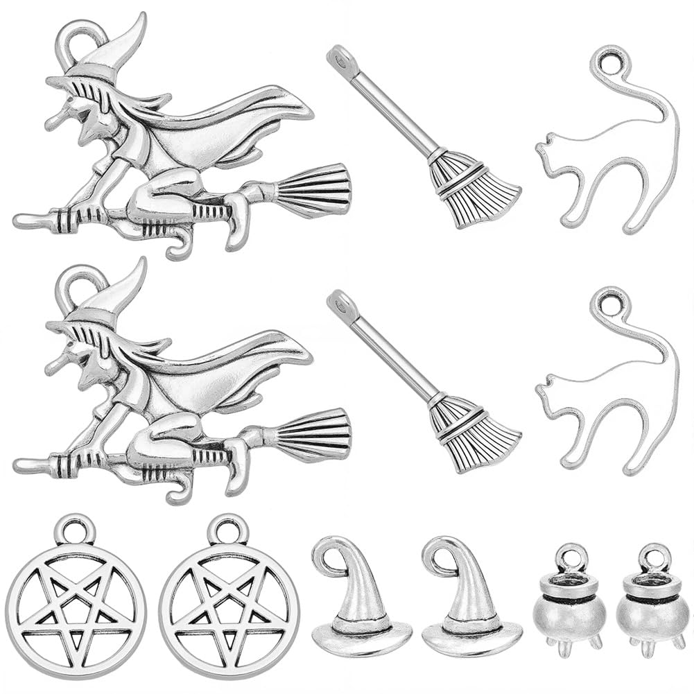 Breloques Chapeau de Sorcière Argentées pour Pendentif Collier et Bracelet DIY