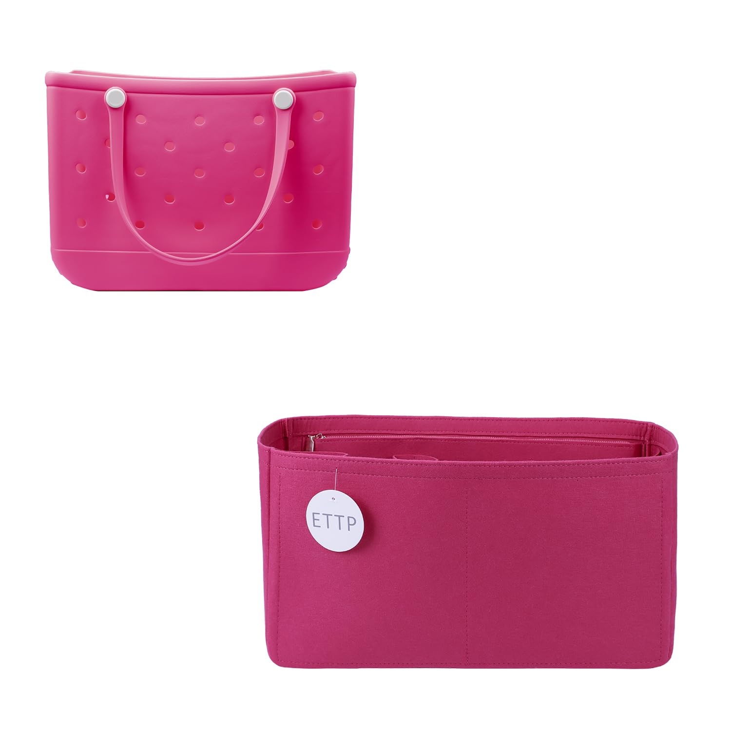 ETTP Rubber Beach Bag Organizer Compatible with Bogg Bag X Large Open Tote Bag,Divider Pouch for BOGG BAG Accessories Purse Organizer Insert (Rosy,