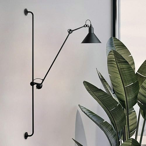 Miniatura 3 de Lámpara de pared con brazo oscilante industrial vintage, ajustable, negro, lámpara de pared montada en la pared, lámpara de lectura para interior
