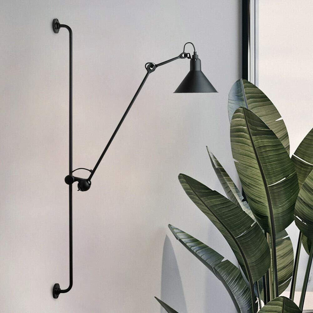 TYhogar Wall Lights Fixtures Vintage Industrial Black Bedside Lamp Night Light E27 Edison Bulbs Wall Sconce Swing Arm Adjustable Wall Lamp For Bedroom~p125758678 - View #6