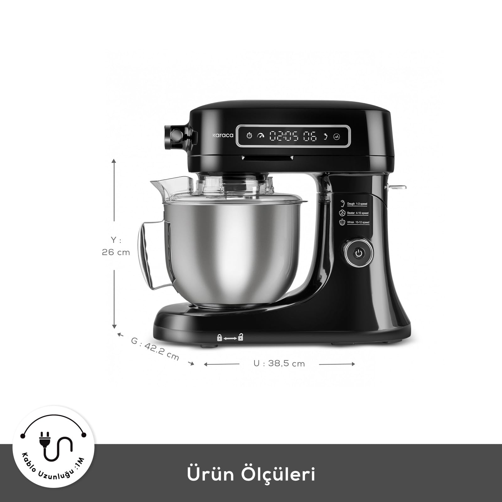 Karaca Pro Artisan Timer Chef Black 1600W 5 litri