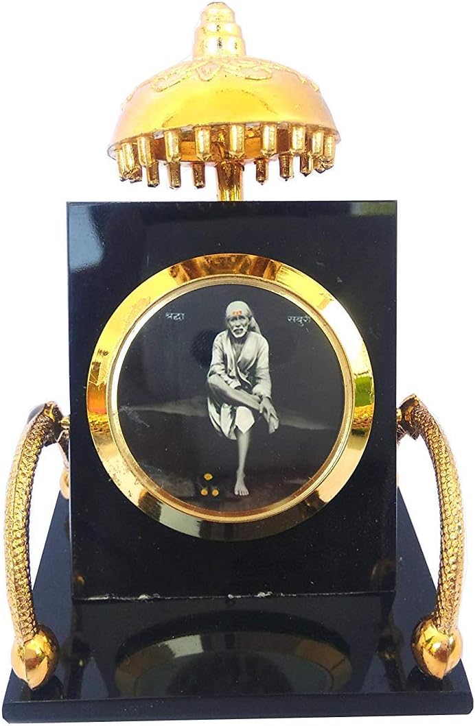 Sai Amrut Plastic Sai Baba, Black,Golden