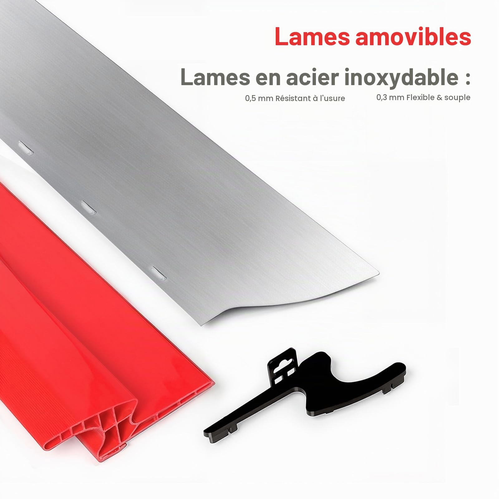 [10 pièces] Kit de lisseuse professionnelle 80/60/40/25 cm, outil enduit avec lames inox 0,3 et 0,5 mm et perche télescopique 1,2 m, pour travaux sur plaques de plâtre et cloisons sèches