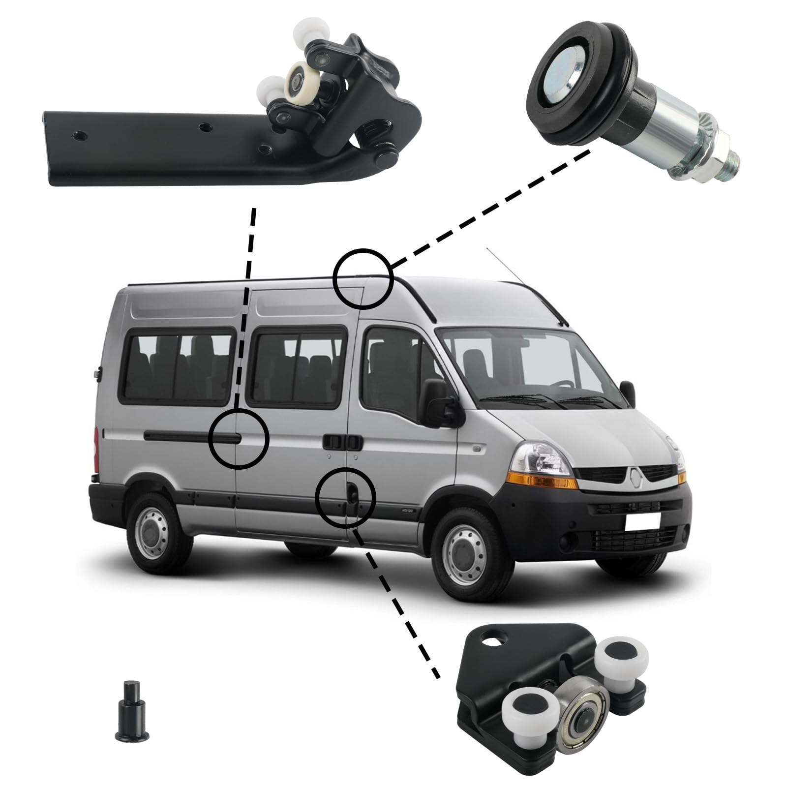 Guida a Rulli per Porta Scorrevole Sostituzione per 1997-2010 Renault Master Opel Movano Nissan Interstar, Rulli per Porta Scorrevole in Basso Destra 7700352379 2310044 208461