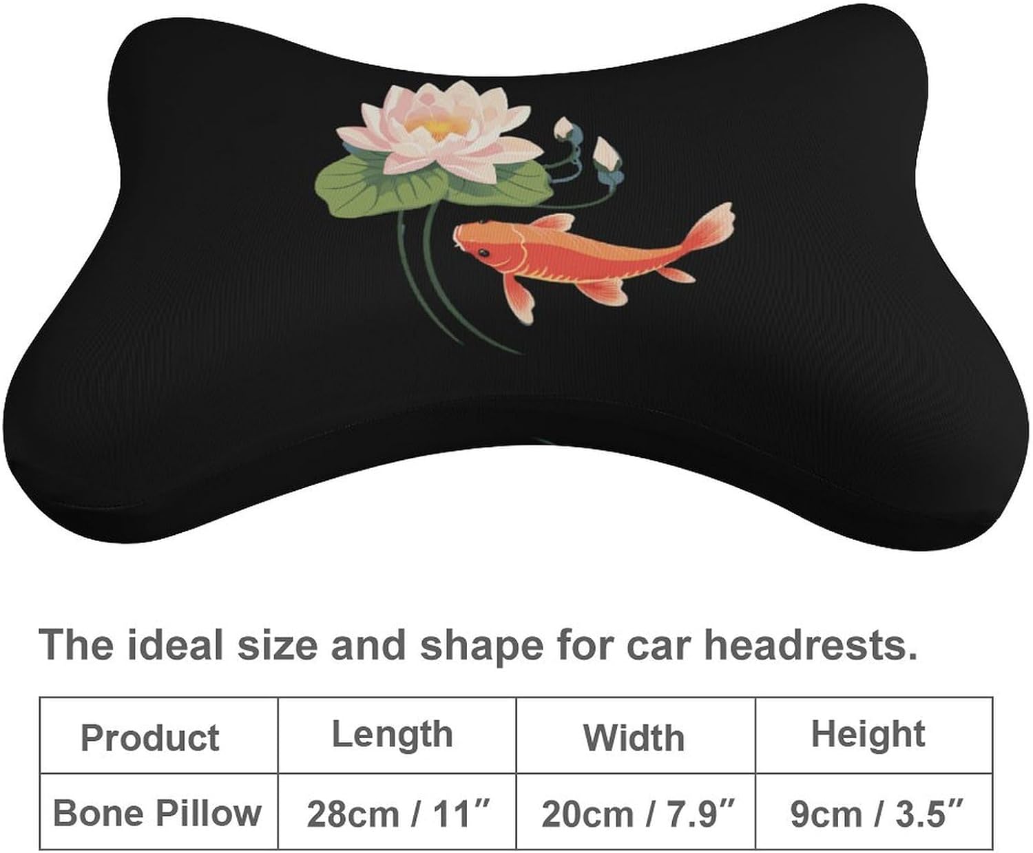 Carp Japan Fish Lotuses Flower 2 Pack Car Neck Pillow Car Headrest Soft Car Pillow for Most Cars