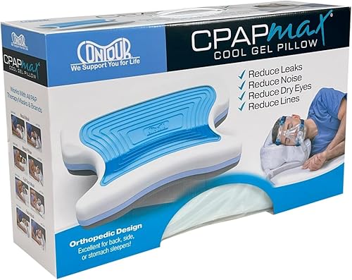 Miniatura 9 de Contour CPAPMax Gel de enfriamiento - Almohada CPAP para personas que duermen de lado, espalda y estómago con espuma viscoelástica ajustable,