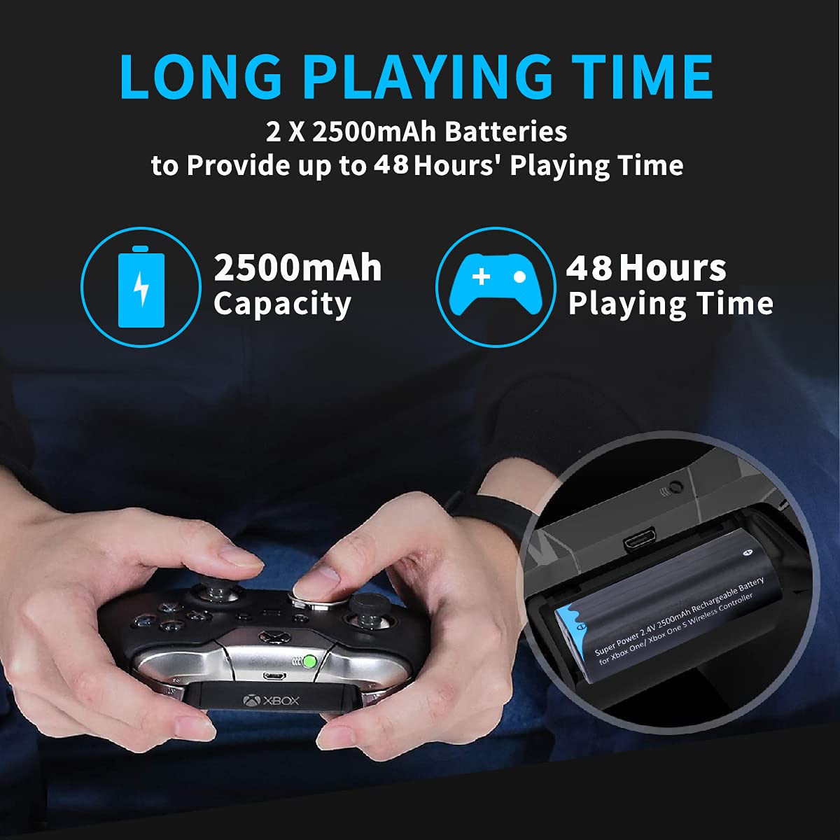 Buy Kratax Xbox Controller Battery Pack and charger,2x6000mWh(2500mAh