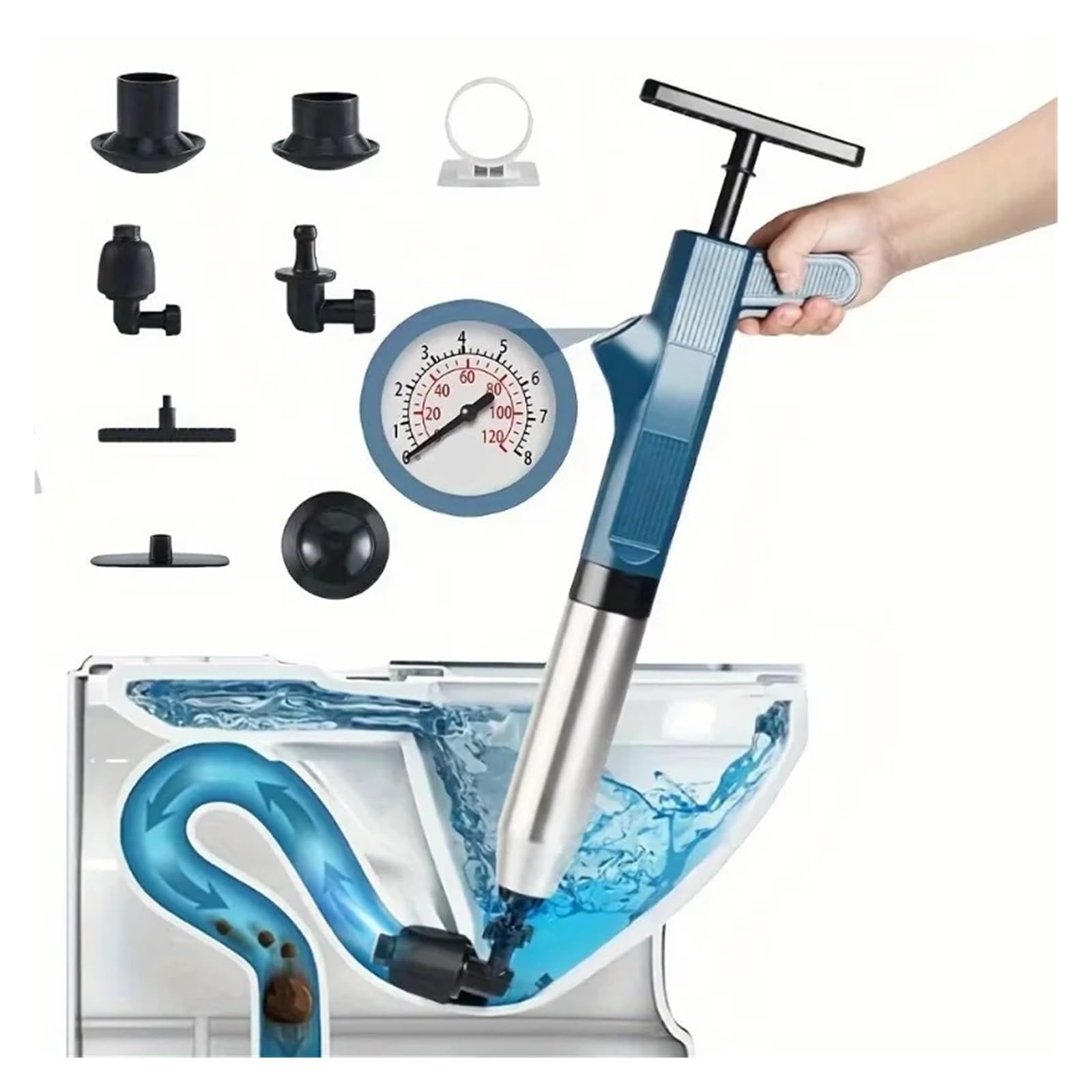 Set di strumenti for la pulizia delle tubazioni for lo sblocco dei tubi drenaggio del lavello della cucina bagno(8pcs-Black Set)
