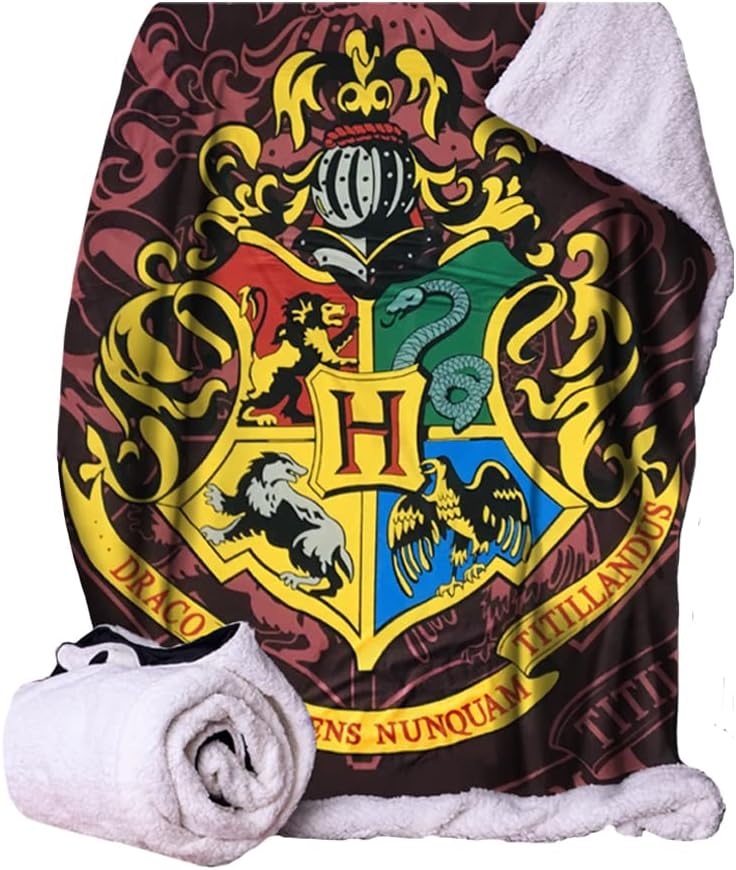 Nemesis Now C6219W2 Harry Potter Hogwarts Crest Throw, Soft to the Touch, Polyester, 100cm Width, 150cm Length, Brown