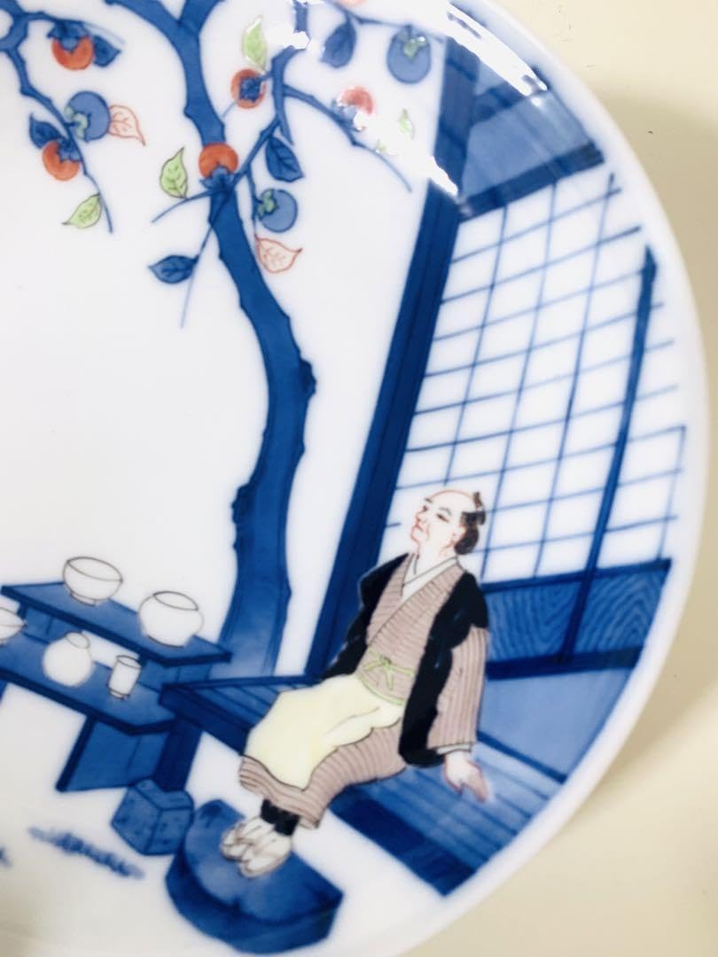 十二代　酒井田柿右衛門 希少作 染錦 初代図額皿共箱 25cm 十二代 酒井田柿右衛門 希少作 染錦 初代図額皿