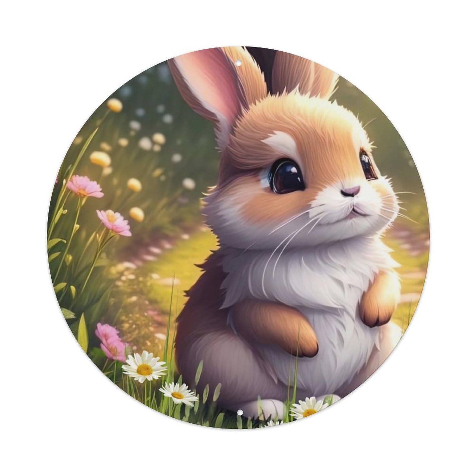 Cute Little Bunny Animal Artwork Vintage Metal Tin Sign Plaque Wall Decor for Cafe, Club Bar, Office, Garden Metal Poster 8x8Inch