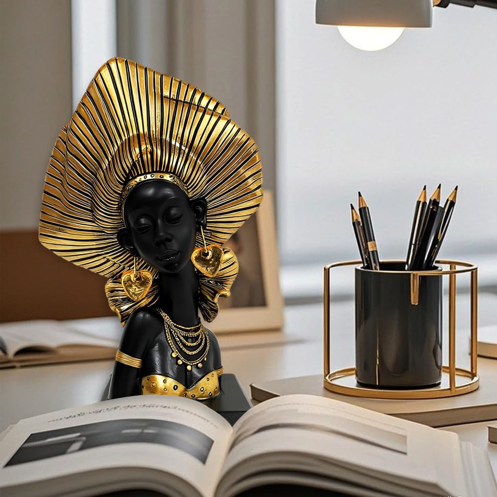African American Figurines and Statue - African Statue for Home Decor Accent - Tribal Woman Sculpture Decor for Living Room - Vintage Bust Coffee Table Centerpiece - Image 5