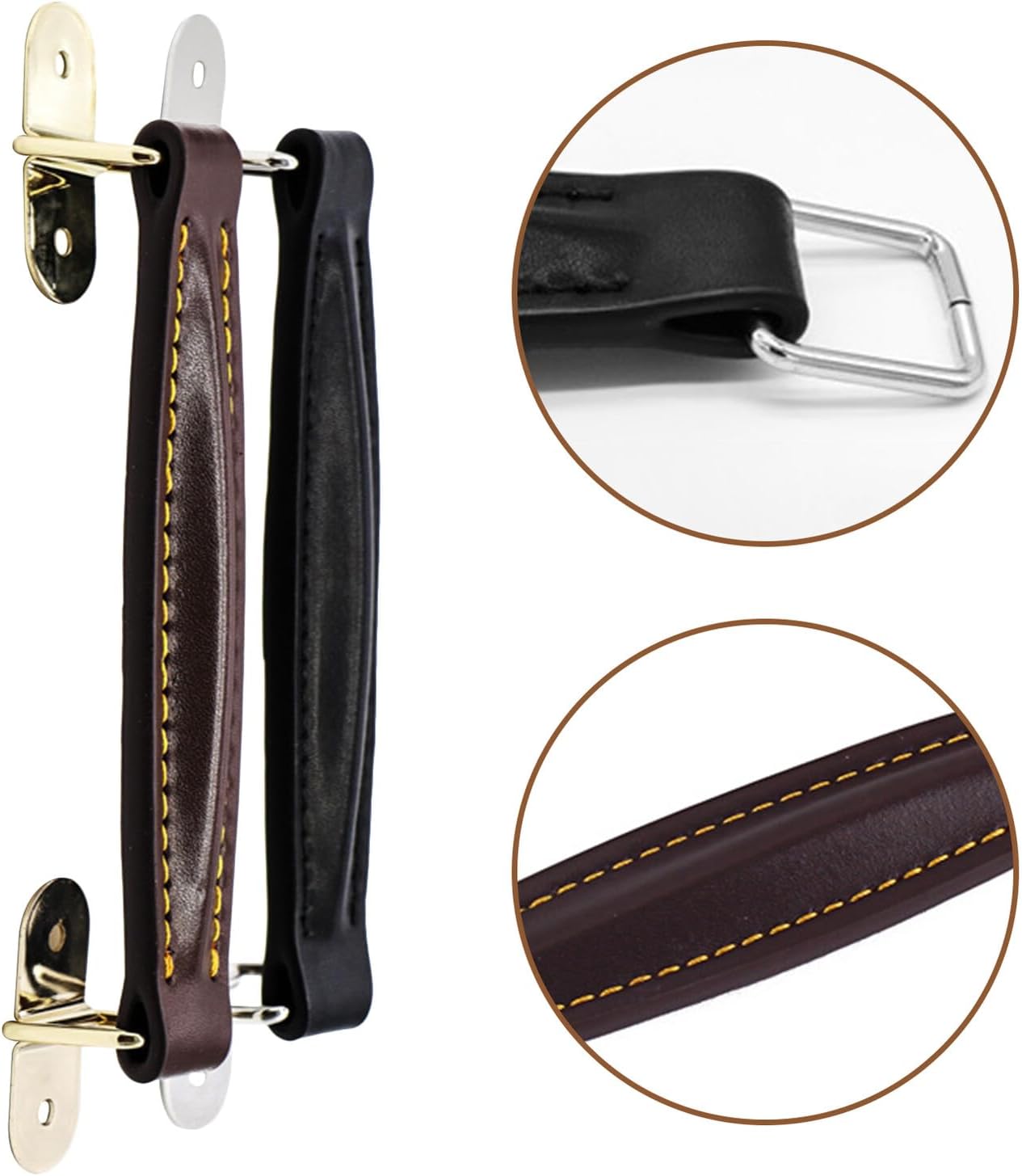 Cabilock 2 Sets Guitar Amplifier Handle Replacement Straps with Metal Buckles, Pu Heavy Duty Speaker Handle for Rehearsal and Stage Use, Black and Coffee Color