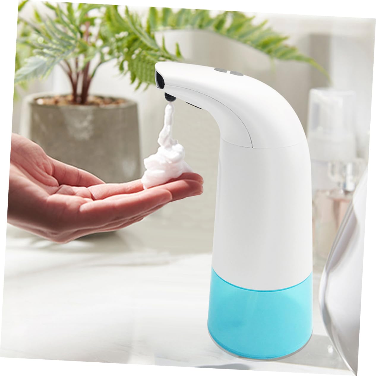 Mipcase Dispenser di Sapone Automatico a Schiuma, Sensore, Bianco, in Abs, per Bagno e Casa, a Basso Consumo Energetico